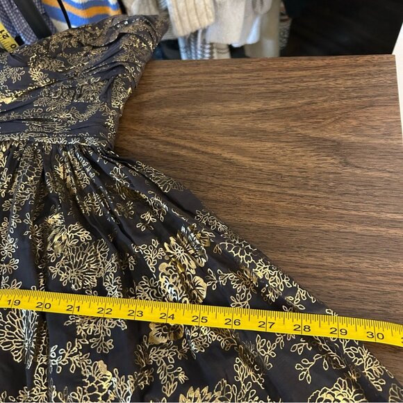 ❤️French Connection Womens Metallic Green Strapless Floral Dress Size 8 - Picture 8 of 10